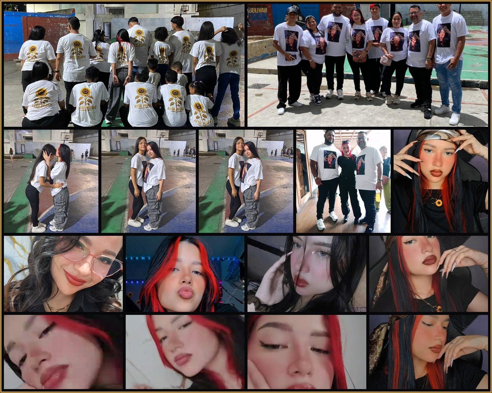 Collage de AYDI con fotografías de su trayectoria, seguidores y momentos personales de AYDI MUSIC.