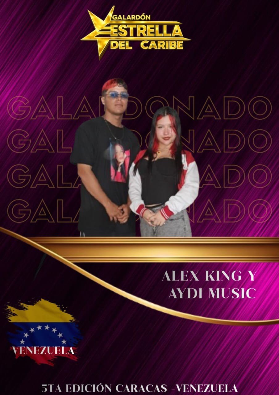 AYDI MUSIC en una pieza gráfica del Galardón Estrella del Caribe en Caracas, Venezuela.